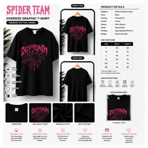 SPIDER TEAM OVERSIZE GRAPHIC T-SHIRT