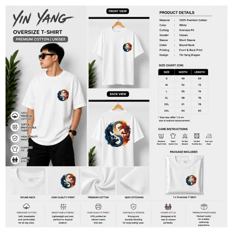 DRAGON YIN YANG Dragon Oversize T-Shirt thumbnail 2