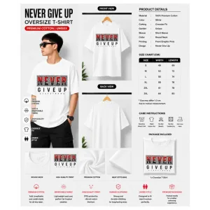 NEVER GIVE UP Oversize T-Shirt