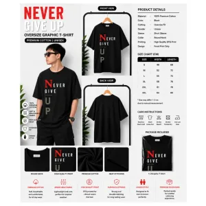 NEVER GIVE UP Oversize T-Shirt