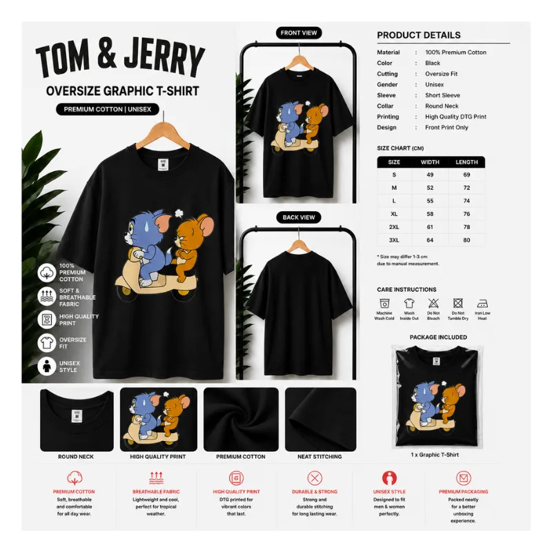TOM & JERRY SCOOTER GRAPHIC T-SHIRT thumbnail 2
