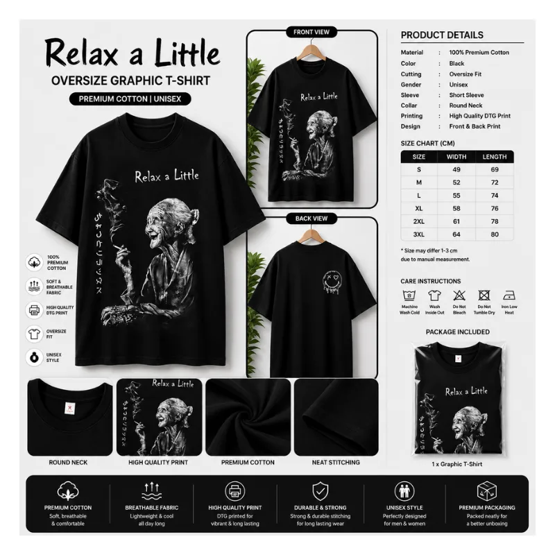 RELAX A LITTLE OVERSIZE GRAPHIC T-SHIRT thumbnail 2