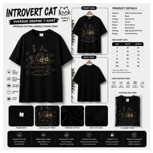 Introvert Cat Oversize Graphic T-Shirt