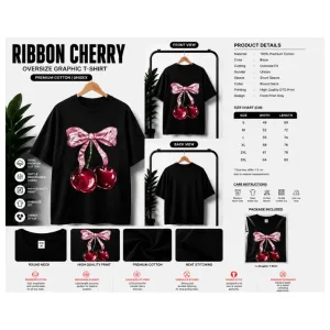 RIBBON CHERRY Oversize Graphic T-Shirt