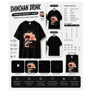 Shinchan Drink Oversize Graphic T-Shirt