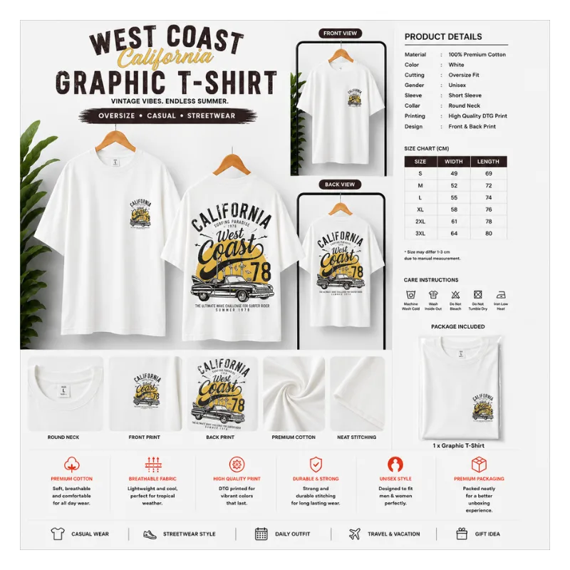 California West Coast 78 Graphic T-Shirt thumbnail 2