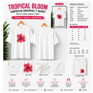 Tropical Bloom Hibiscus Graphic T-Shirt