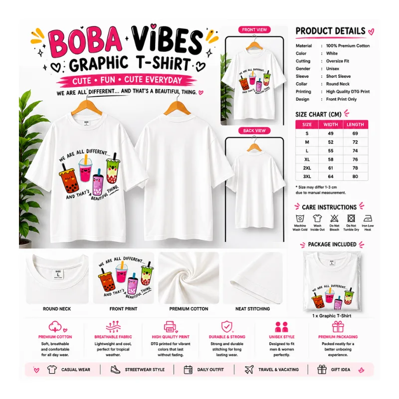 Boba Vibes Graphic T-Shirt thumbnail 2