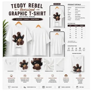 Teddy Rebel Oversized Graphic T-Shirt