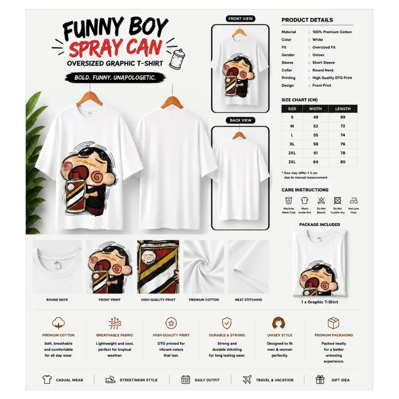 Funny Boy Spray Can Oversized T-Shirt thumbnail 2