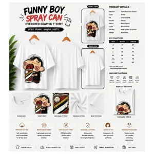 Funny Boy Spray Can Oversized T-Shirt