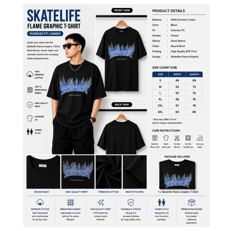 Skatelife Flame Graphic T-Shirt thumbnail 2