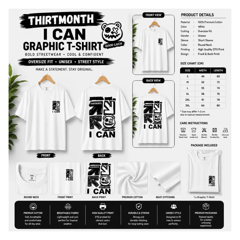 THIRTMONTH I CAN Graphic T-Shirt thumbnail 2