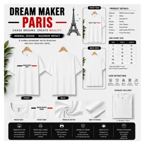 Dream Maker Paris Minimalist Graphic T-Shirt