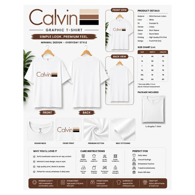 Calvin Minimalist Graphic T-Shirt thumbnail 2