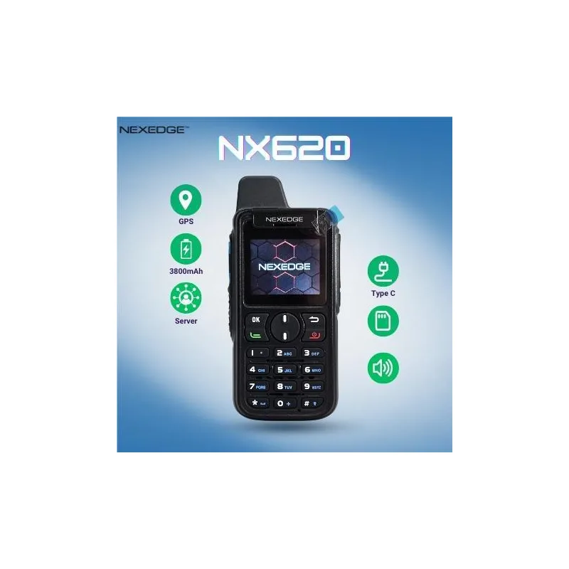Nexedge NX620 SOLID 4G Keypad LTE Network Walkie Talkie Potong Angin GPS 3600mAh Type C Percuma Server & Data untuk Tahun Pertama Audio Voice s2 plus radio set Bateri