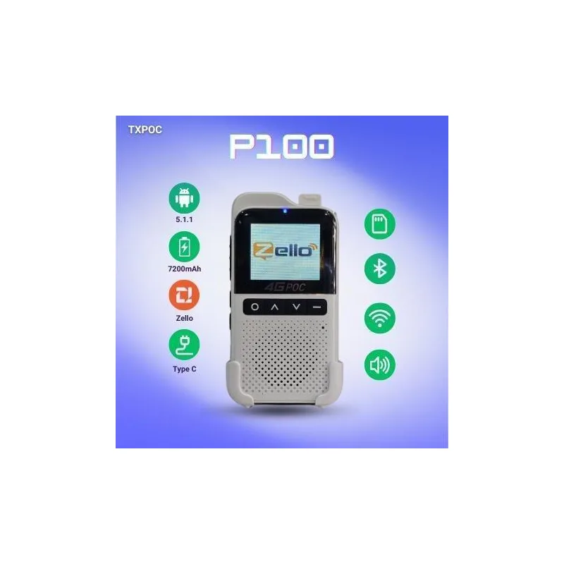 TXPOC P100 Zello 4G POC Walkie Talkie Putih Audio Power Wireless Android 5.1 dengan 7200mAh Bateri & Bluetooth Sesuai untuk Pengguna Android 5.1 Electronic Wayar Amplifier