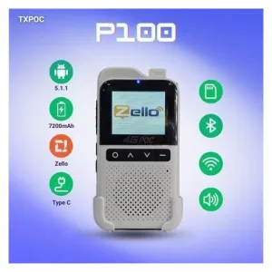 TXPOC P100 Zello 4G POC Walkie Talkie Putih Audio Power Wireless Android 5.1 dengan 7200mAh Bateri & Bluetooth Sesuai untuk Pengguna Android 5.1 Electronic Wayar Amplifier