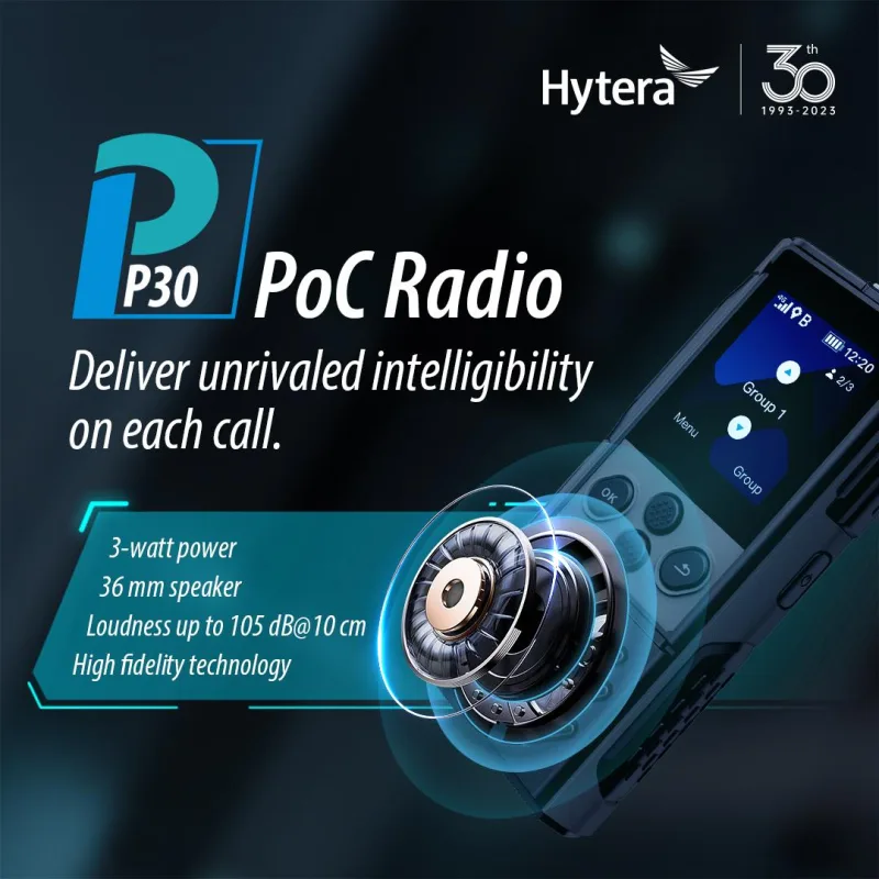 Hytera P30 Server Talkie Slim Compact IP54 MCMC SIRIM 3000mAH Type C Logistics security Retail Hospital CRTOS Walkie Audio thumbnail 5