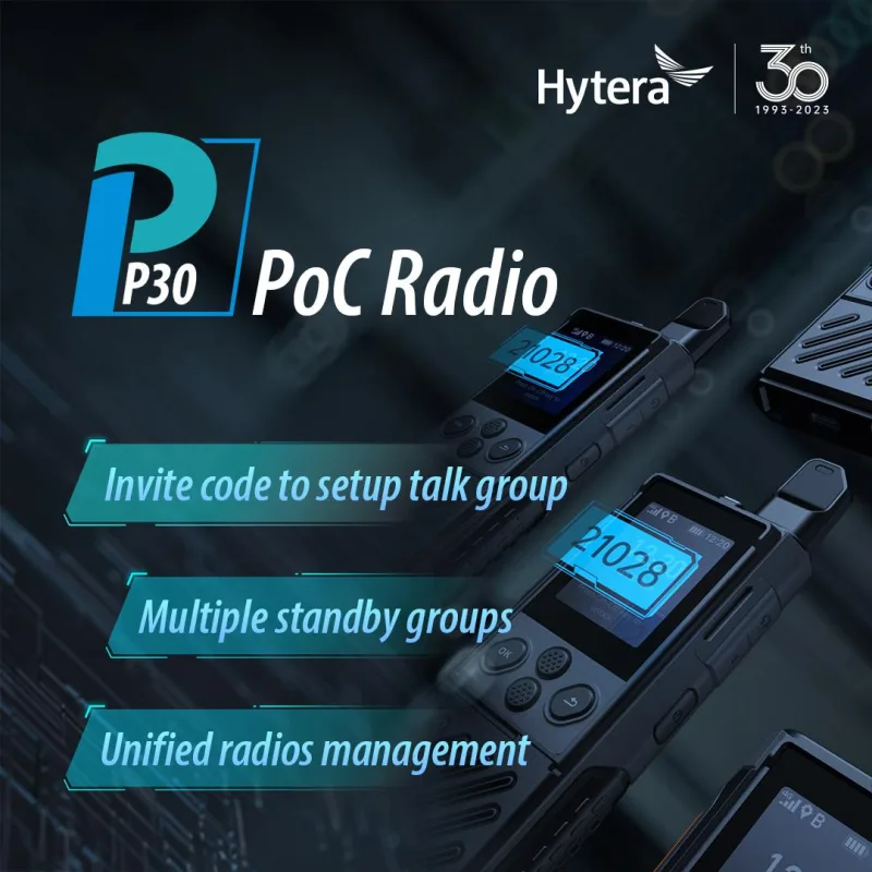 Hytera P30 Server Talkie Slim Compact IP54 MCMC SIRIM 3000mAH Type C Logistics security Retail Hospital CRTOS Walkie Audio thumbnail 3