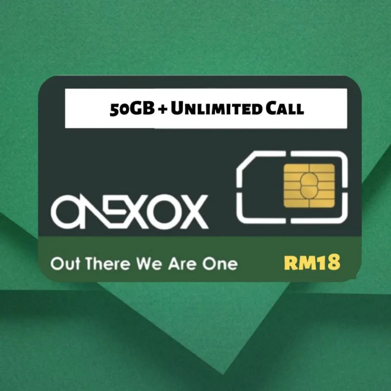ONEXOX XOX 5G PREPAID SIMCARD - 50GB, UNLIMITED CALL, HOTSPOT - RM18 - 1X-18 include SIMCARD