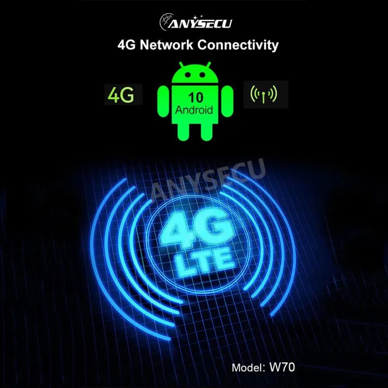 Anysecu W70 4G F2 Android 10 POC Radio Real-PTT ZELLLO POC Star Unlimited Jarak Walkie Talkie dengan Layar Sentuh 2.4 Inci dan Lampu Kuningan Merah dan Biru GPS Bluetooth WIFI Support thumbnail 5