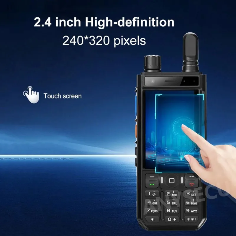 Anysecu W70 4G F2 Android 10 POC Radio Real-PTT ZELLLO POC Star Unlimited Jarak Walkie Talkie dengan Layar Sentuh 2.4 Inci dan Lampu Kuningan Merah dan Biru GPS Bluetooth WIFI Support thumbnail 3