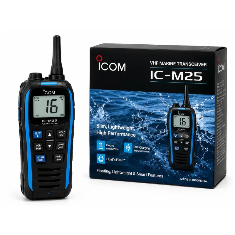ICOM IC, M25 EVO VHF Marine Radio Waterproof Marine Walkie Talkie Floating Marine Radio Marine Walkie Talkie VHF Marine Transceiver IC, M25 Audio thumbnail 2