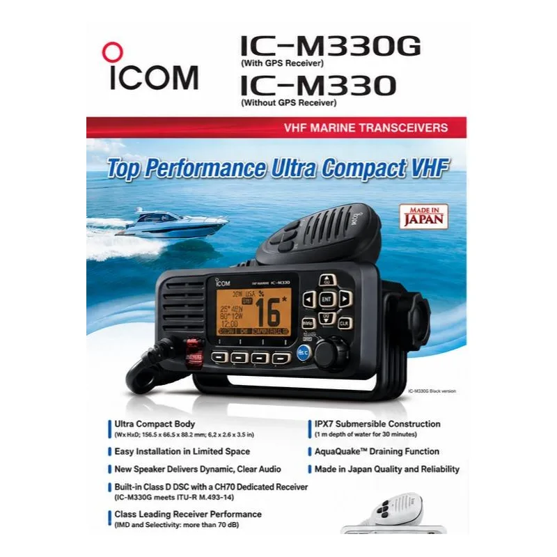 ICOM IC-M330GE Marine Radio GPS Built In VHF Boat Radio Waterproof IPX7 Made In Japan thumbnail 4