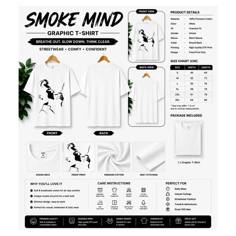 Smoke Mind Graphic T-Shirt thumbnail 2