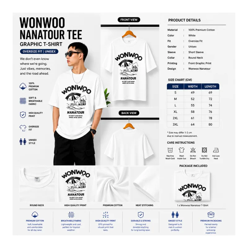 Wonwoo Nanatour Tee – Oversize Unisex Graphic T-Shirt thumbnail 2