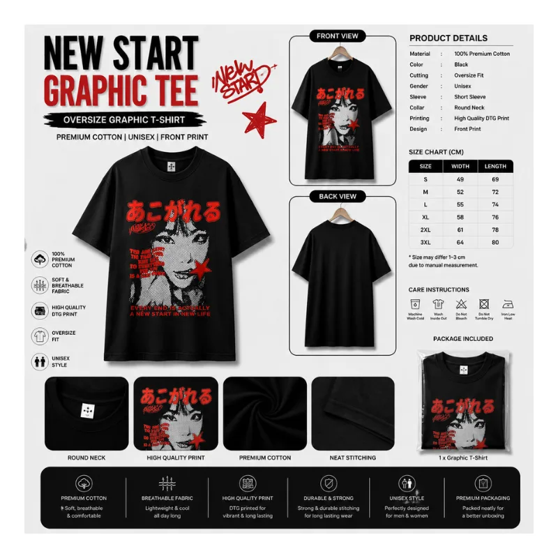 NEW START Graphic Tee Oversize T-Shirt thumbnail 2