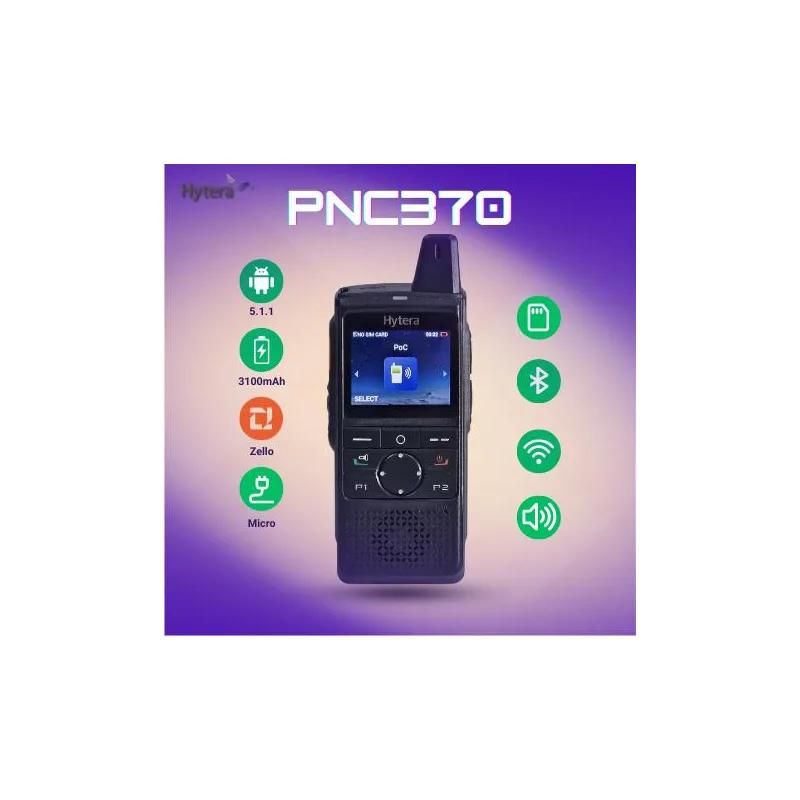 Hytera PNC370 Walkie Talkie Jaringan Dunia Push-to-Talk Over Cellular Audio dengan Bateri 3100mAh & Bluetooth Terbina untuk Kepentingan Penggunaan Mudah
