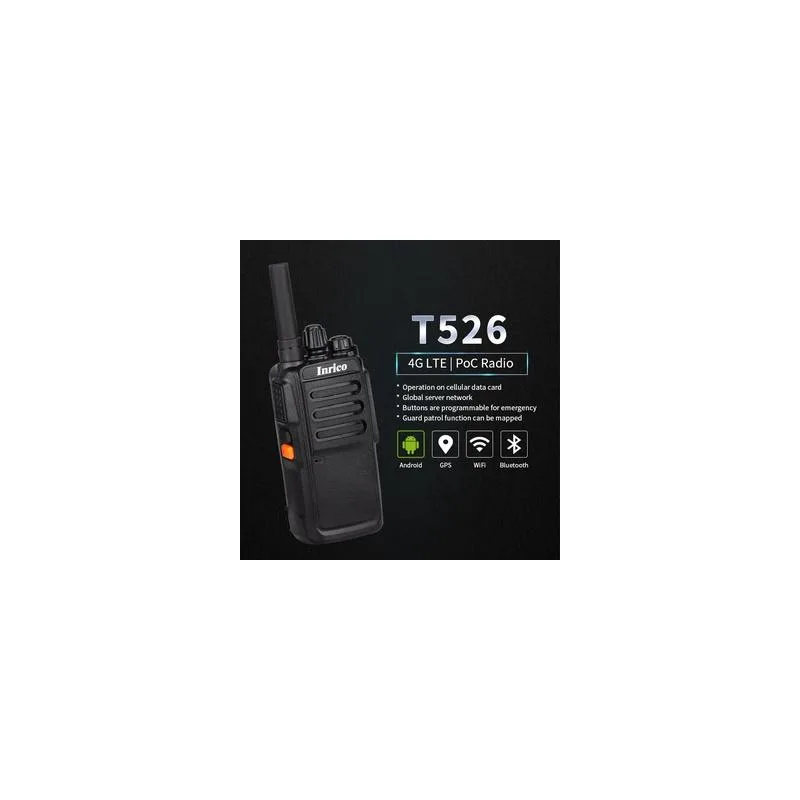 Inrico T526 Smart Global Zello Walkie Talkie + Stereo Speaker IP54 Waterproof READYSTOCK Europe Modal Audio dengan Bluetooth BT4.2 dan Bateri 5000mAh