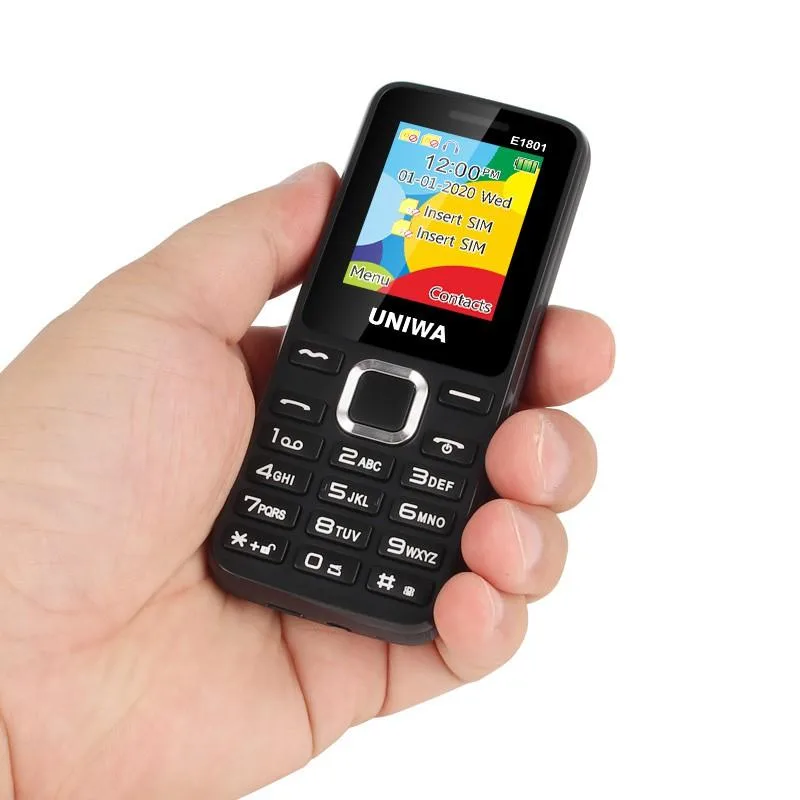 UNIWA E1801 1.77in 2G GSM Mini Phone Dual card Keypad 800mAh Phone for Elder FREE 333minute voice cal use within 28 months Call Mobile Mobile Phone Mobile Phones
