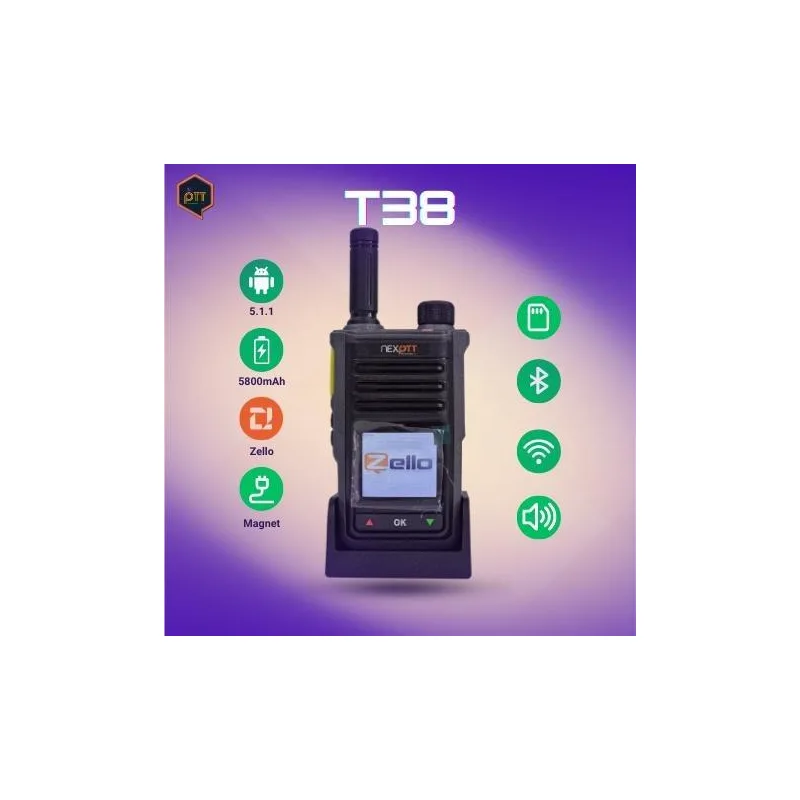 Nexptt T38 Walkie Talkie Tahan Air IP57 Dengan Android 5.1 Zello Bluetooth WiFi Audio Plastik Mudah Dibawa Set Radio Portabel