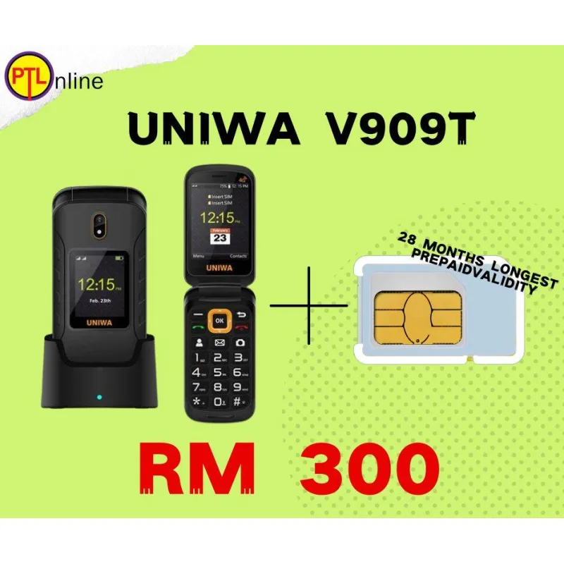UNIWA V909T 2.8 Inches Double Screen VoLTE Flip 4G Feature Phone thumbnail 2