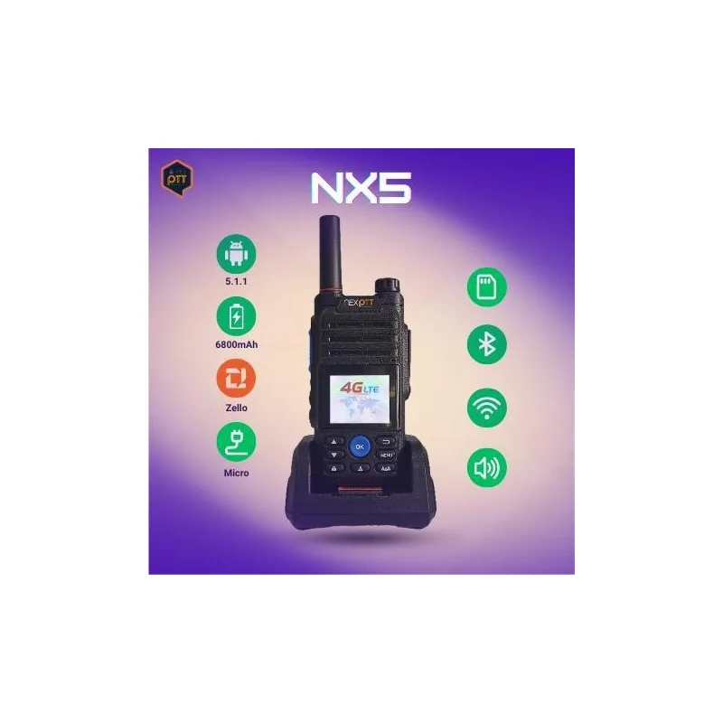 NEXEDGE NX5 PTL3 Zello Bluetooth Wifi Walkie Talkie Audio Plastik Elektronik Berportabel Pemancu Radio Set Walkietalkie 6800mAh IP57 4G Mini Zello Walkie Talkie POC Network Radio