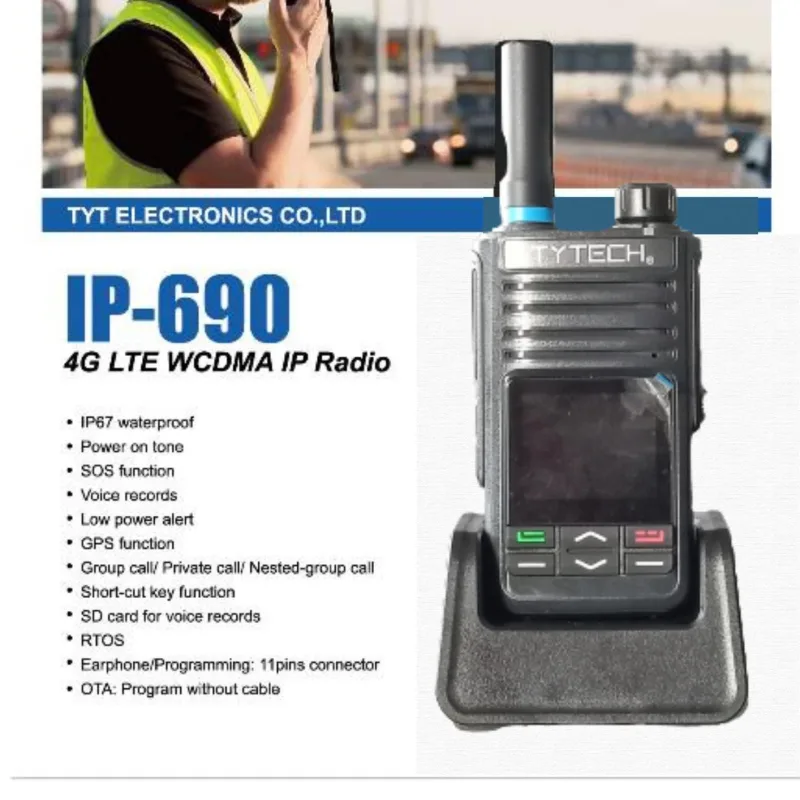 TYT IP-690 Radio Walkie Talkie 4G LTE WCDMA IP Dengan Fungsi GPS & IP67 Tahan Air
