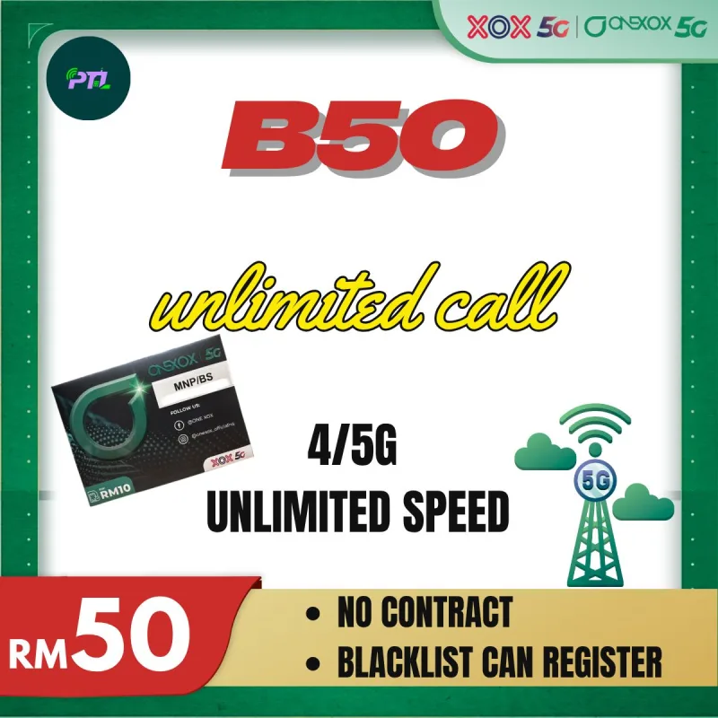 ONEXOX 5G B50 Pelan Pascabayar 400 GB Data Hotspot Panggilan Tanpa Had RM53 sebulan termasuk SST Telefon thumbnail 5