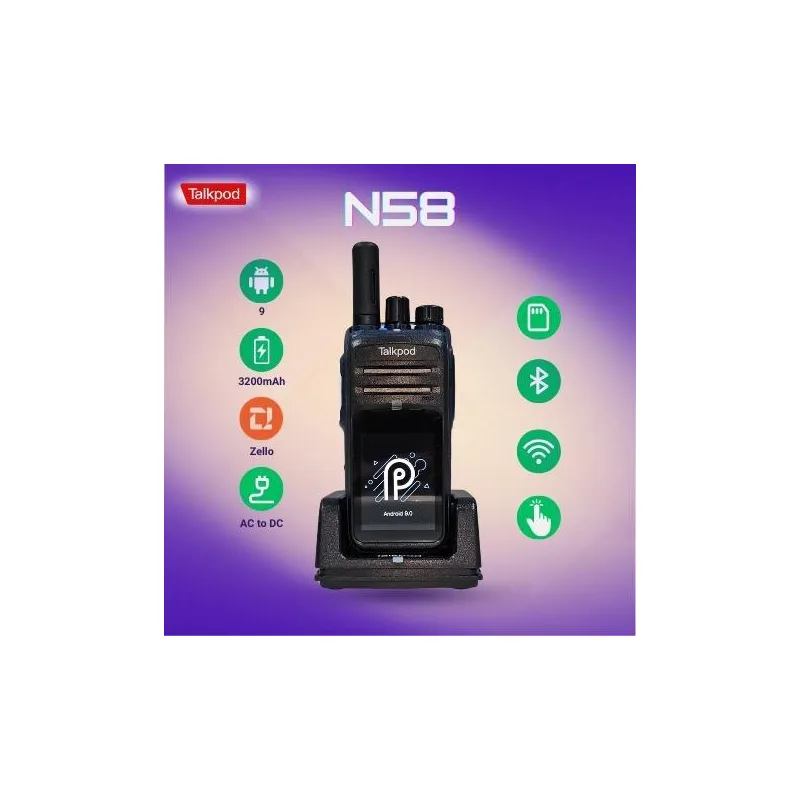 Talkpod N58 Walkie Talkie EU Versi Wifi Bluetooth Telefon Bimbit GPS Gloness Beidou Skrin Sentuh 2.4 Inci Android 9.0 SIM GSM Headset Jaringan Dua Arah Radio Audio Tanpa Way 320...