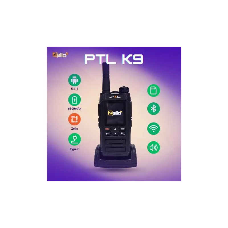 PTL VP-K9 4G Zello Walkie Talkie/PHONE 6800mAh Audio radio set