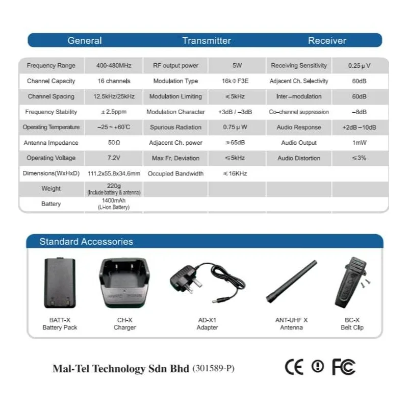 MAL X1 with SIRIM Frequecy Talkie 5W UHF 400-480Mhz(SEBIJI) Two Way Radio Professional FM Transceiver 1year warranty thumbnail 3
