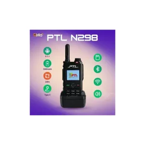 PTL N298 Charge Duduk Keypad Zello 4g Lte Jaringan Kad Tunggal Radio Tangan Hitam Talkie Walkie Audio Amplifier Set dengan Bateri 5000mAh & Bluetooth V3.0