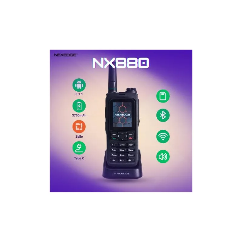 NEXEDGE NX880 Zello CAJ DUDUK dengan IP68 Perlindungan Air dan WiFi - Device 3700mAh Waterproof walkie talkie dengan Bluetooth & WiFi, 5.1.1, Zello, Type C