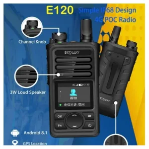 ESTALKY E120 POC Radio Android 8.1 4G IP68 5000mAh 3W Pengurangan Kesan Bising 1.8m Jatuh Tahan Air & Debu Komunikasi Mudah Alih