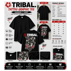 TRIBAL Tattoo Graphic Oversize T-Shirt