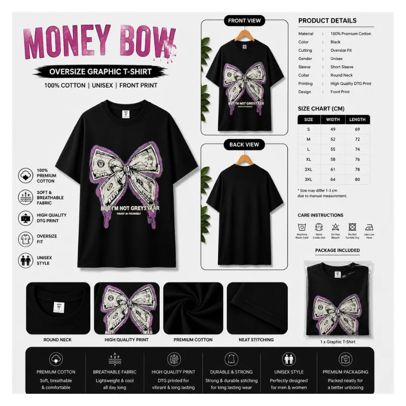 MONEY BOW Oversize Graphic T-Shirt thumbnail 2