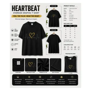 Heartbeat Love Line Oversize Graphic T-Shirt
