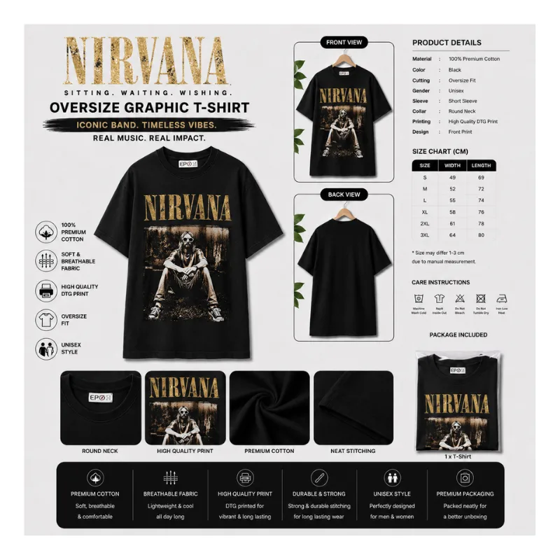 NIRVANA Vintage Oversize Graphic T-Shirt thumbnail 2